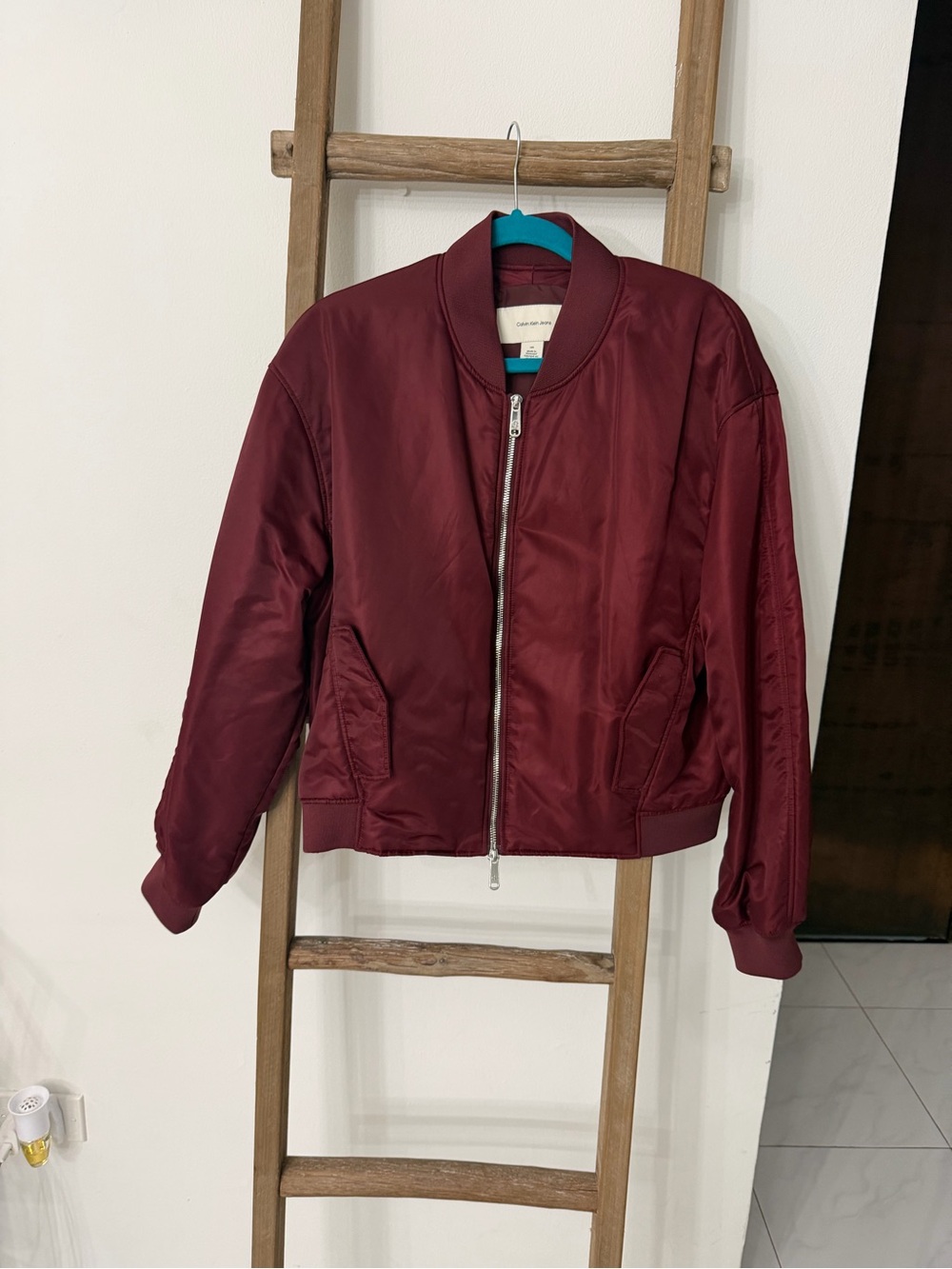 Calvin Klein Burgundy Bomber Jacket - L